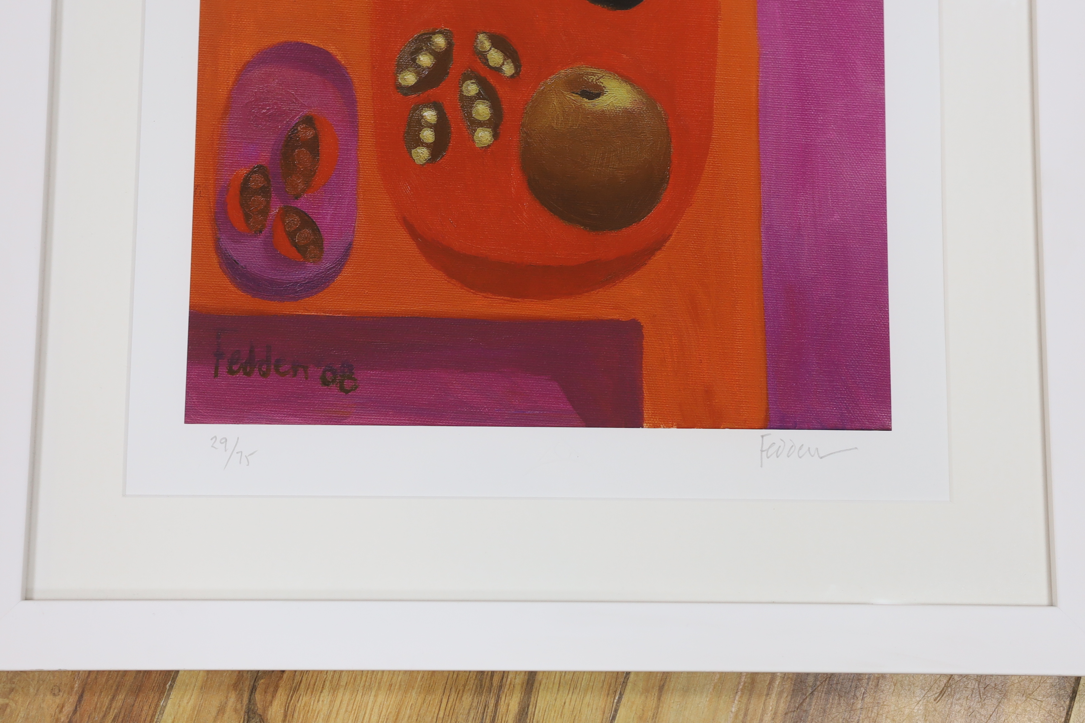 Mary Fedden (1915-2012), giclée print, 'Two Pears', limited edition 29/75, signed in pencil, 49 x 31cm